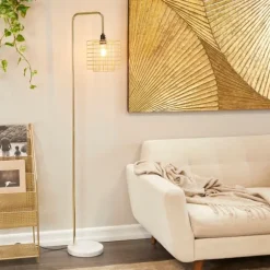 Kirkland's Home Floor Lamps-Metal Grid Shade Floor Lamp