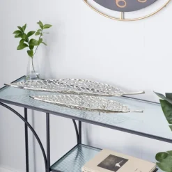 Kirkland's Home Decorative Trays-Metal Leaf Trays, Set Of 2