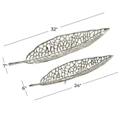 Kirkland's Home Decorative Trays-Metal Leaf Trays, Set Of 2