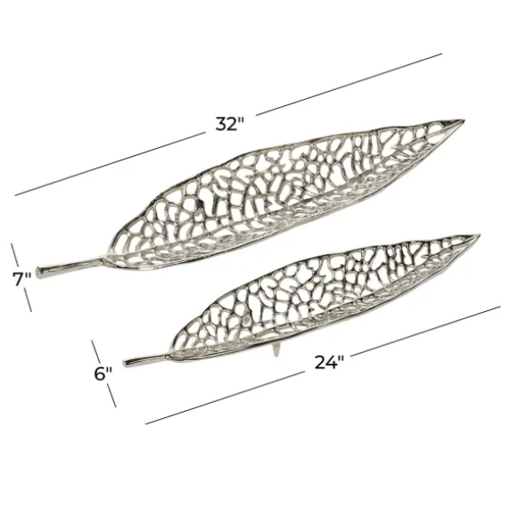 Kirkland's Home Decorative Trays-Metal Leaf Trays, Set Of 2