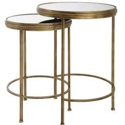 Kirkland's Home Accent & End Tables-Metal Mirror Top 2-Pc. Nesting Side Table Set