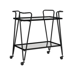 Kirkland's Home Kitchen Islands & Bar Carts-Metal Mirrored Shelves Bar Cart