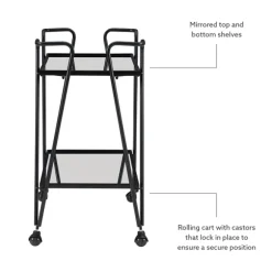 Kirkland's Home Kitchen Islands & Bar Carts-Metal Mirrored Shelves Bar Cart