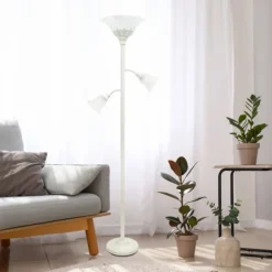 Kirkland's Home Floor Lamps-Metal 3-Scallop Glass Floor Lamp