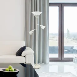 Kirkland's Home Floor Lamps-Metal 3-Scallop Glass Floor Lamp