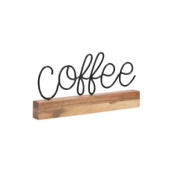 Kirkland's Home Statues & Figurines-Metal Script Coffee Wood Block