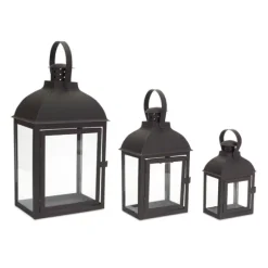 Kirkland's Home Lanterns-Metal Slope Top Lanterns, Set Of 3