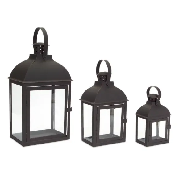 Kirkland's Home Lanterns-Metal Slope Top Lanterns, Set Of 3