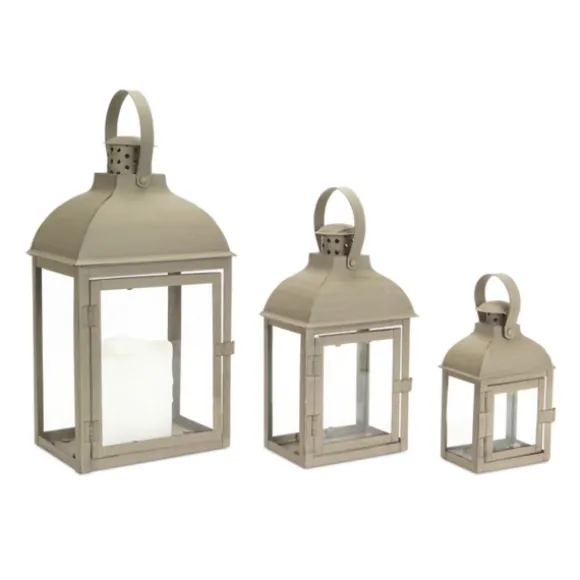 Kirkland's Home Lanterns-Metal Slope Top Lanterns, Set Of 3