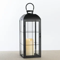 Kirkland's Home Lanterns-Metal Windowpane Lantern, 21 In.