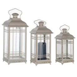 Kirkland's Home Lanterns-Metal Windowpane Lanterns, Set Of 3