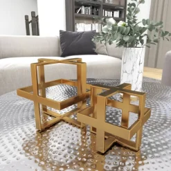 Kirkland's Home Statues & Figurines-Metallic Cube Sculptures, Set Of 2