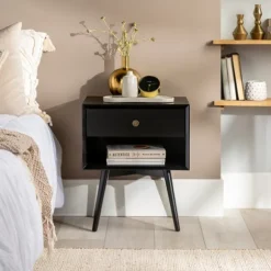 Kirkland's Home Nightstands-Mid-Century Cubby Nightstand