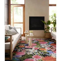 Kirkland's Home Outdoor Rugs-Midnight Garden Party Indoor/Outdoor Rug, 5X7
