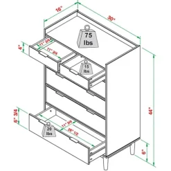 Kirkland's Home Dressers & Chests-Midnight Solid Wood Pull Tab Dresser