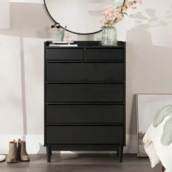 Kirkland's Home Dressers & Chests-Midnight Solid Wood Pull Tab Dresser
