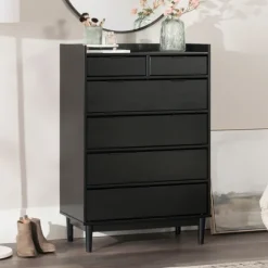 Kirkland's Home Dressers & Chests-Midnight Solid Wood Pull Tab Dresser