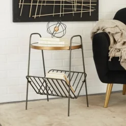 Kirkland's Home Accent & End Tables-Mirror Top Magazine Rack Side Table