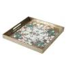 Kirkland's Home Decorative Trays-Mirrored Moroccan Pattern Tray With Gold Edges