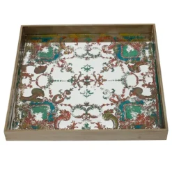 Kirkland's Home Decorative Trays-Mirrored Moroccan Pattern Tray With Gold Edges