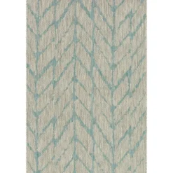 Kirkland's Home Outdoor Rugs-Mist And Aqua Chevron Outdoor Area Rug, 5X7