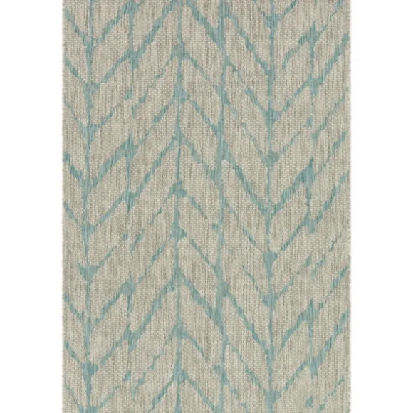 Kirkland's Home Outdoor Rugs-Mist And Aqua Chevron Outdoor Area Rug, 5X7