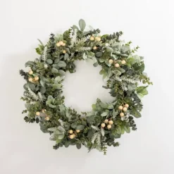 Kirkland's Home Wreaths-Mixed White Berry Eucalyptus Wreath