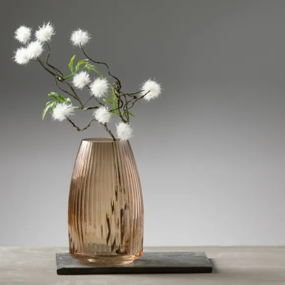 Kirkland's Home Vases-Modern Amber Ribbed Glass Vase