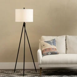 Kirkland's Home Floor Lamps-Modern Black Tripod Floor Lamp
