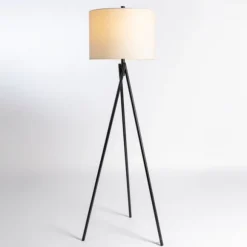 Kirkland's Home Floor Lamps-Modern Black Tripod Floor Lamp