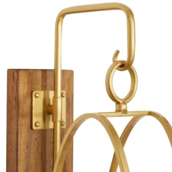 Kirkland's Home Sconces-Modern Warm Wood And Gold Sconce