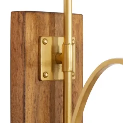 Kirkland's Home Sconces-Modern Warm Wood And Gold Sconce