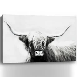 Kirkland's Home Canvas Art-Monochrome Longhorn Canvas Art Print, 60X40 In.