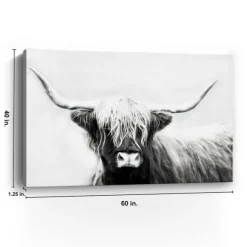 Kirkland's Home Canvas Art-Monochrome Longhorn Canvas Art Print, 60X40 In.
