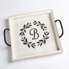 Kirkland's Home Decorative Trays-Monogram B Wood Tray With Handles