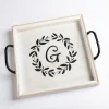 Kirkland's Home Decorative Trays-Monogram G Wood Tray With Handles