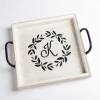 Kirkland's Home Decorative Trays-Monogram K Wood Tray With Handles