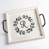 Kirkland's Home Decorative Trays-Monogram R Wood Tray With Handles