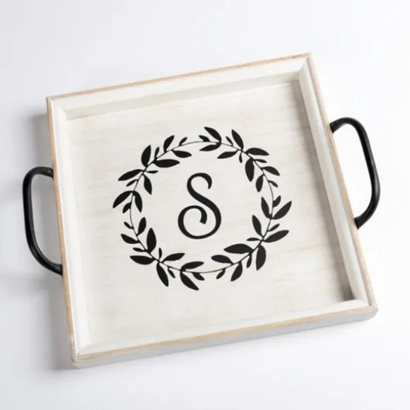 Kirkland's Home Decorative Trays-Monogram S Wood Tray With Handles