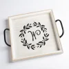 Kirkland's Home Decorative Trays-Monogram W Wood Tray With Handles