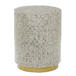 Kirkland's Home Accent & End Tables-Mother Of Pearl Sells Wood Base Accent Table