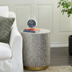 Kirkland's Home Accent & End Tables-Mother Of Pearl Sells Wood Base Accent Table