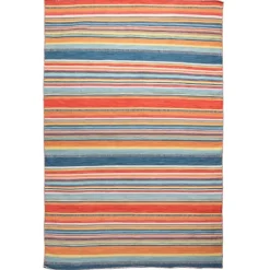 Kirkland's Home Outdoor Rugs-Multi Dhurri Stripe Indoor/Outdoor Area Rug, 5X7