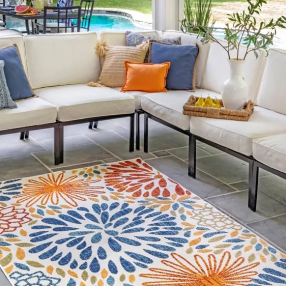 Kirkland's Home Outdoor Rugs-Multicolor Burst Indoor/Outdoor Area Rug, 5X8