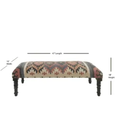 Kirkland's Home Benches & Ottomans-Multicolor Southwestern Geometric Bench