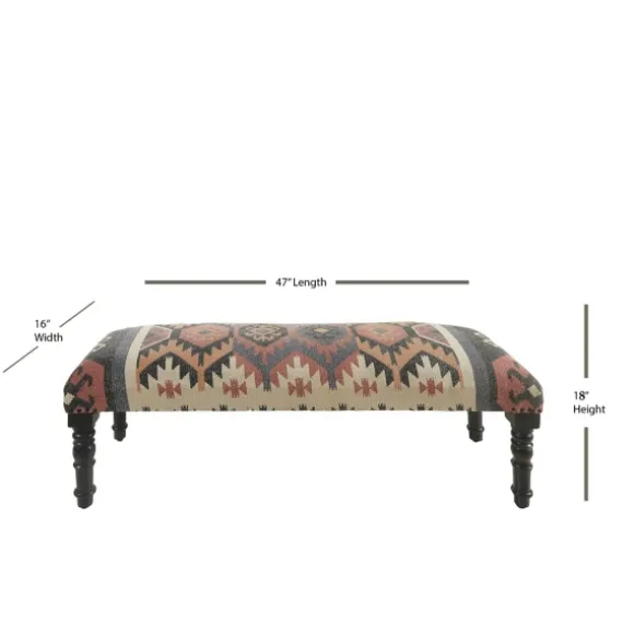Kirkland's Home Benches & Ottomans-Multicolor Southwestern Geometric Bench