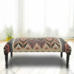 Kirkland's Home Benches & Ottomans-Multicolor Southwestern Geometric Bench