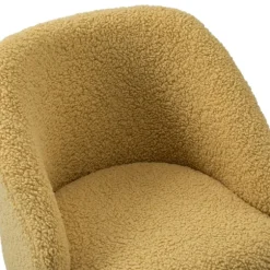 Kirkland's Home Office Furniture-Mustard Sherpa Upholstered Swivel Office Chair