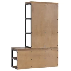 Kirkland's Home Entryway Furniture-Natural Acacia Wood And Metal Hall Tree With Bench