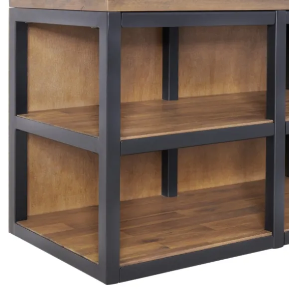 Kirkland's Home Entryway Furniture-Natural Acacia Wood And Metal Hall Tree With Bench